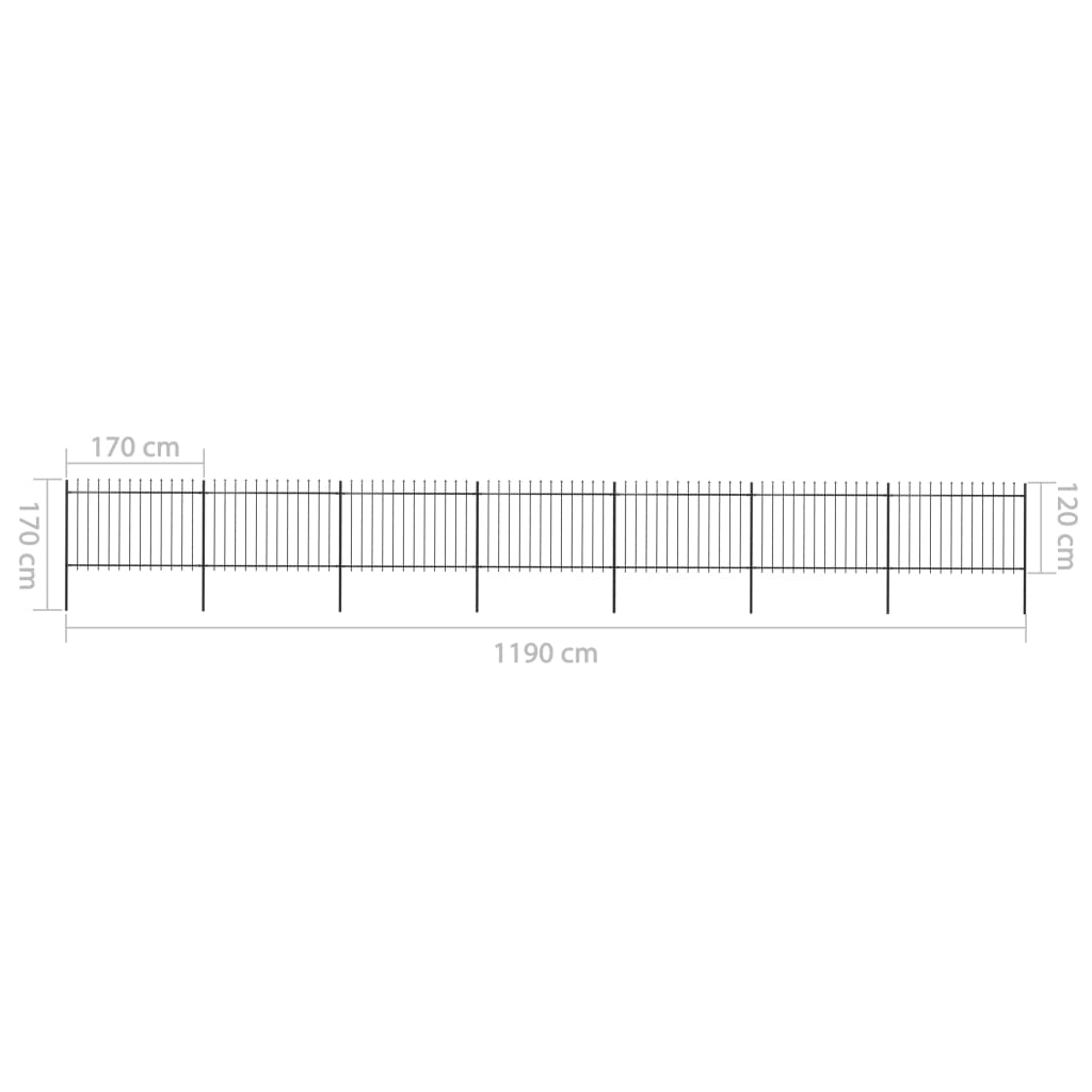 vidaXL Gard de grădină cu vârf tip suliță din oțel 1248x120 cm, negru vidaXL Gard de grădină cu vârf tip suliță din oțel 1248x120 cm, negru