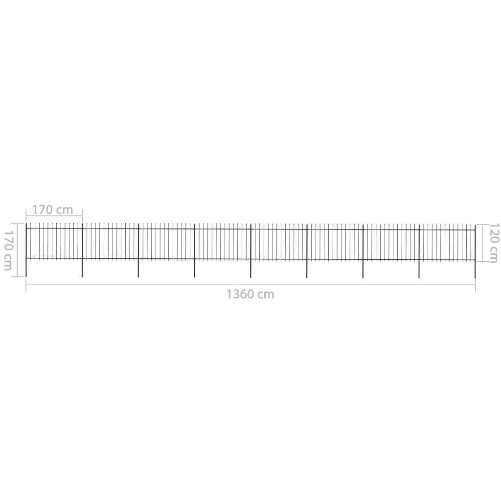 vidaXL Gard de grădină cu vârf tip suliță din oțel 1426x120 cm, negru vidaXL Gard de grădină cu vârf tip suliță din oțel 1426x120 cm, negru