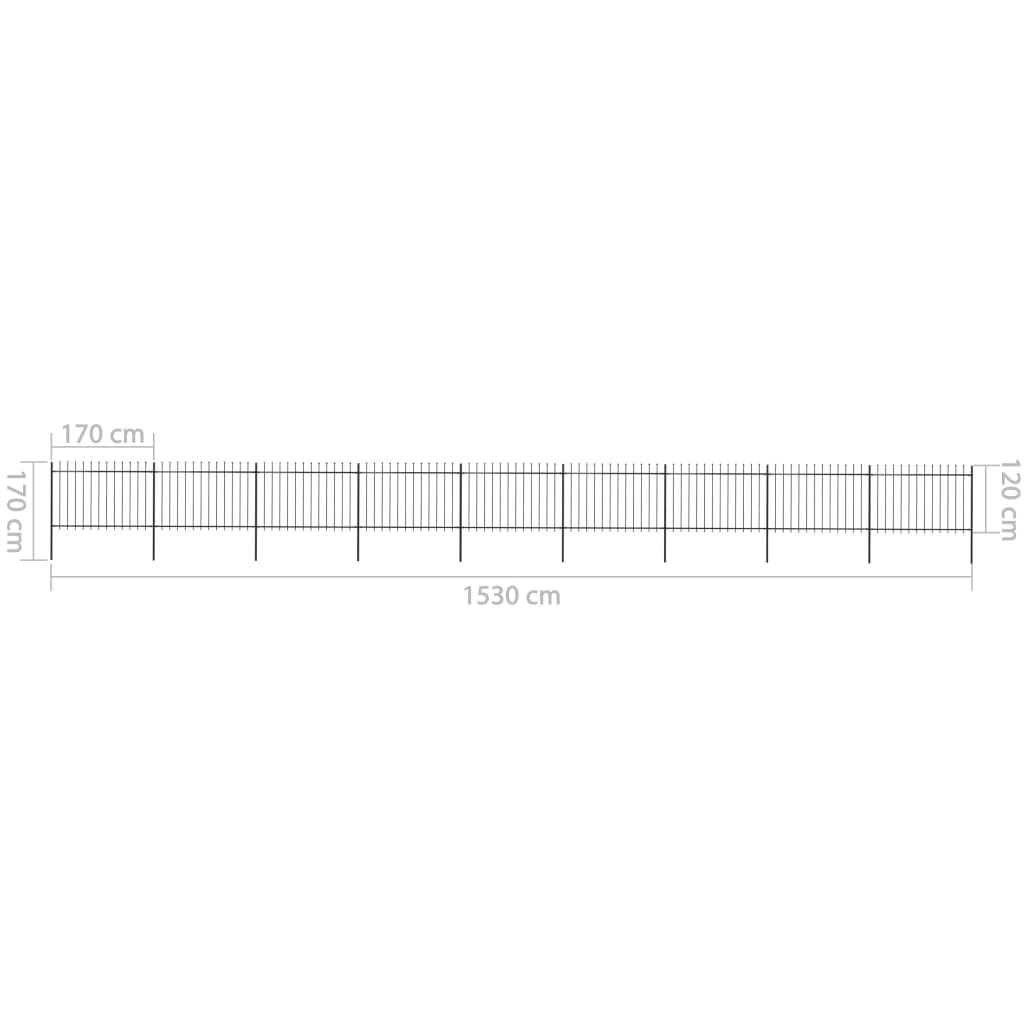 vidaXL Gard de grădină cu vârf tip suliță din oțel 1603,5x120 cm, negru