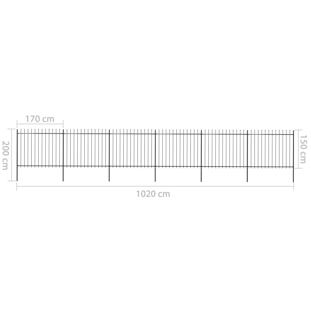 vidaXL Gard de grădină cu vârf tip suliță din oțel 1070x150 cm, negru