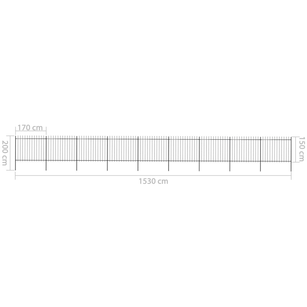 vidaXL Gard de grădină cu vârf tip suliță din oțel 1603,5x150 cm, negru