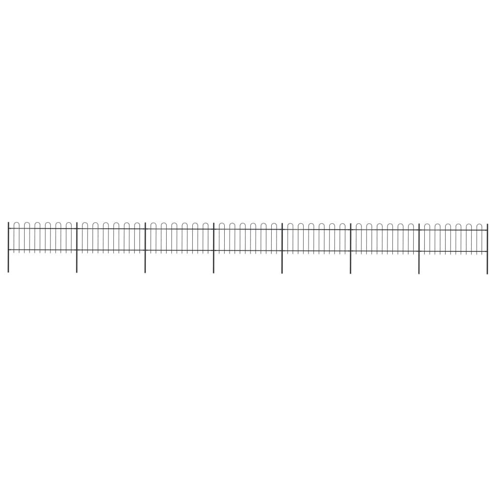 vidaXL Gard de grădină cu vârf circular din oțel, 1248 x 80 cm, negru