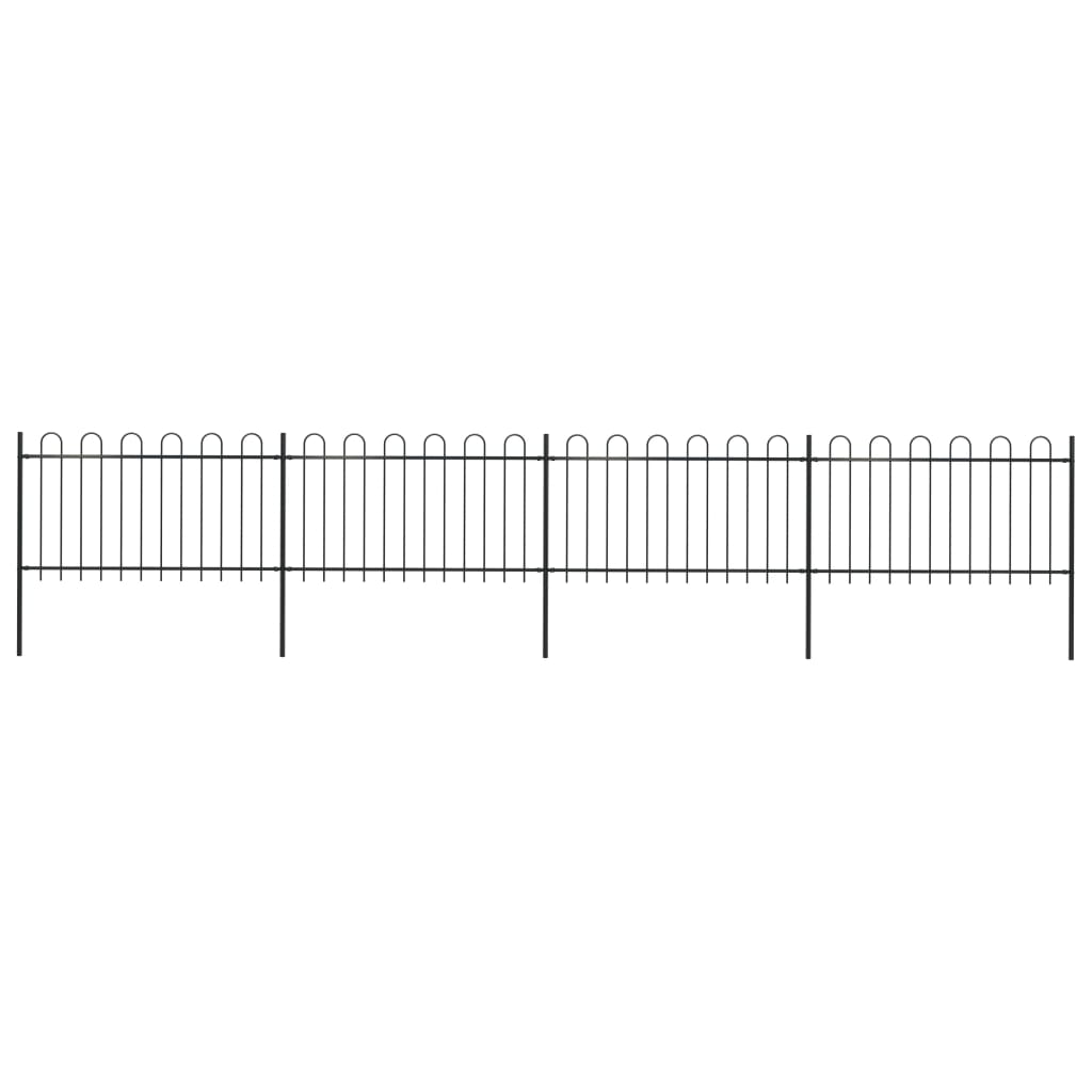 vidaXL Gard de grădină cu vârf circular din oțel, 714,5 x 100 cm, negru