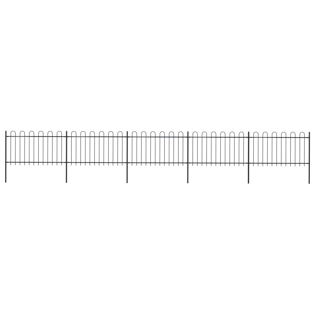 vidaXL Gard de grădină cu vârf circular din oțel, 892,5 x 100 cm, negru