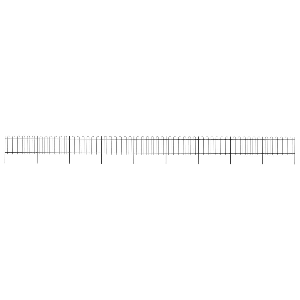 vidaXL Gard de grădină cu vârf circular din oțel 1603,5x100 cm, negru