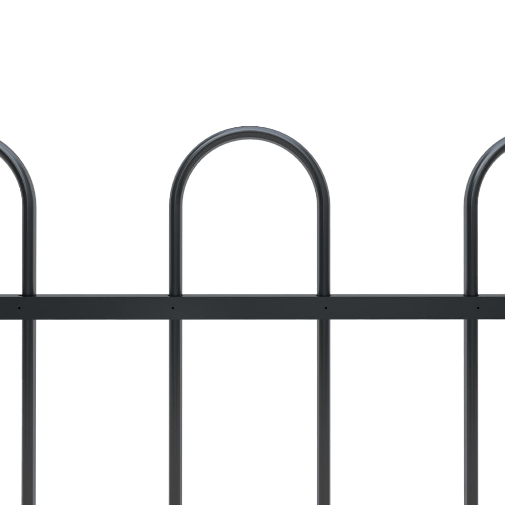 vidaXL Gard de grădină cu vârf circular din oțel, 714,5 x 120 cm, negru vidaXL Gard de grădină cu vârf circular din oțel, 714,5 x 120 cm, negru