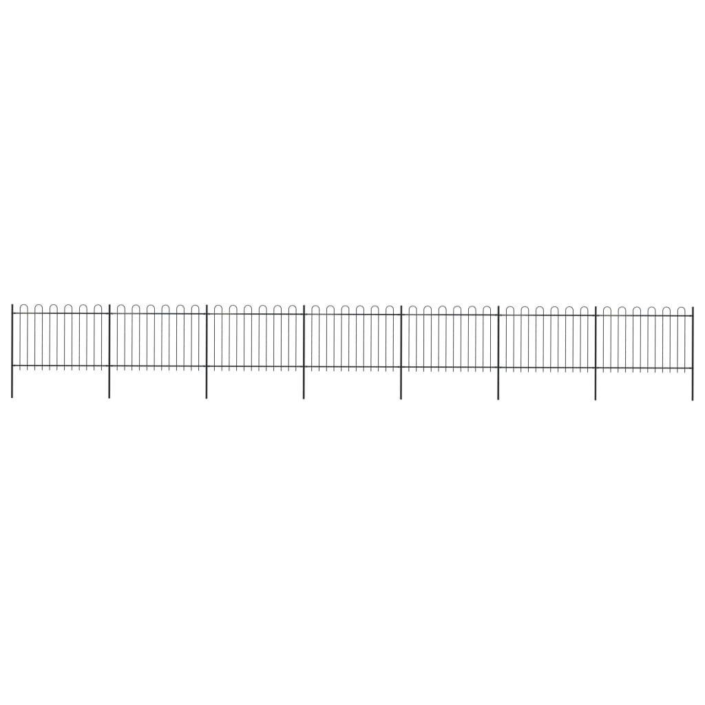 vidaXL Gard de grădină cu vârf circular din oțel, 1248 x 120 cm, negru