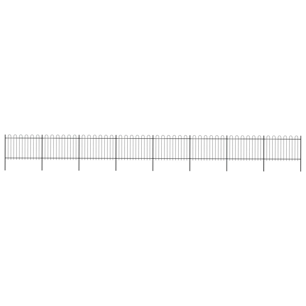 vidaXL Gard de grădină cu vârf circular din oțel, 1426x120 cm, negru