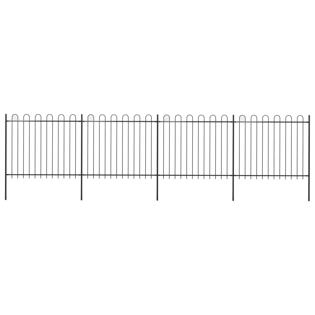 vidaXL Gard de grădină cu vârf circular din oțel 714,5 x 150 cm, negru