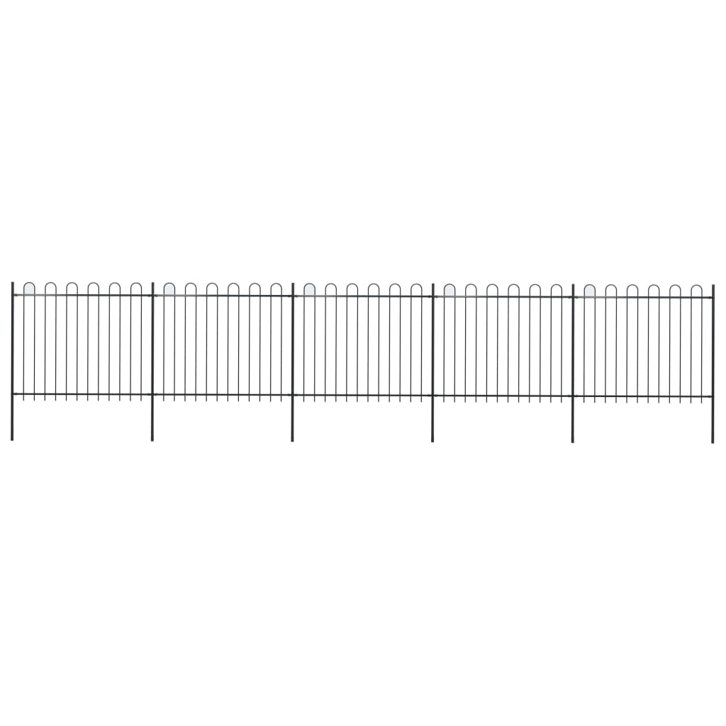 vidaXL Gard de grădină cu vârf circular din oțel, 892,5 x 150 cm, negru