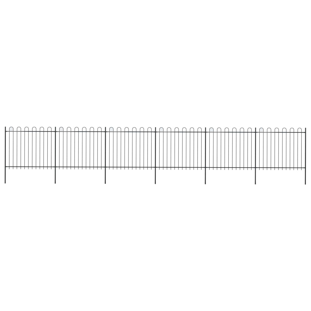 vidaXL Gard de grădină cu vârf circular din oțel, 1070x150 cm, negru