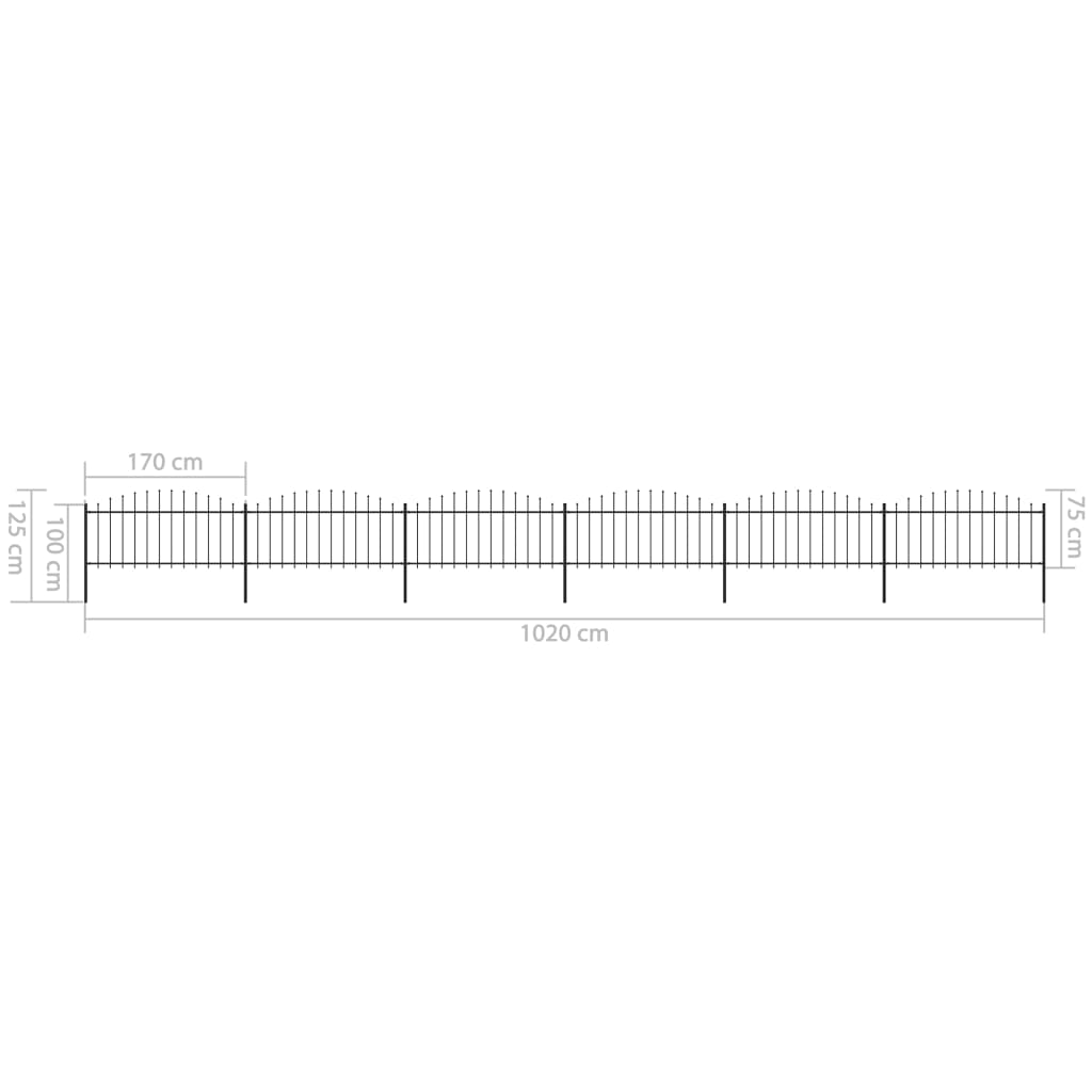 vidaXL Gard de grădină cu vârf tip suliță din oțel 1070x75 cm negru