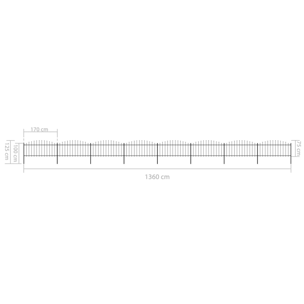 vidaXL Gard de grădină cu vârf tip suliță din oțel 1426x75 cm, negru vidaXL Gard de grădină cu vârf tip suliță din oțel 1426x75 cm, negru