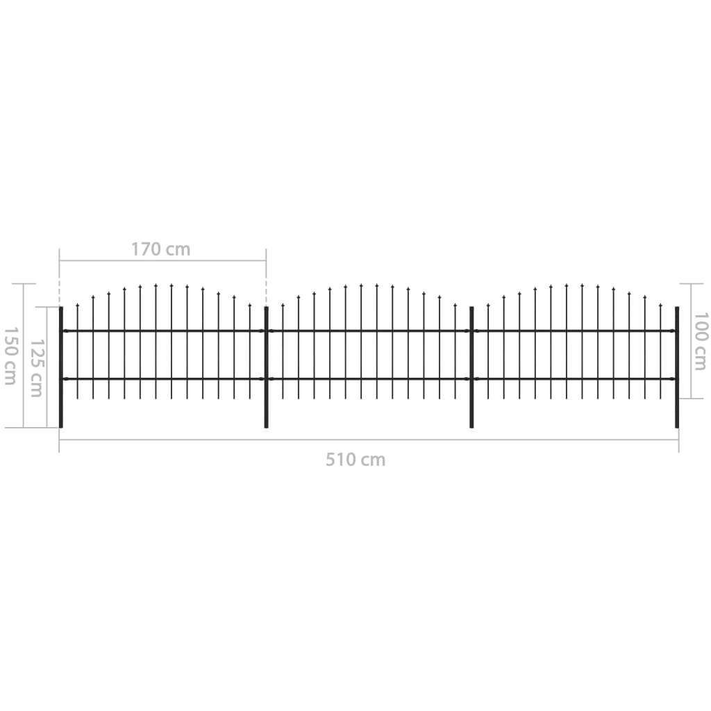 vidaXL Gard de grădină cu vârf tip suliță din oțel 537x100 cm, negru