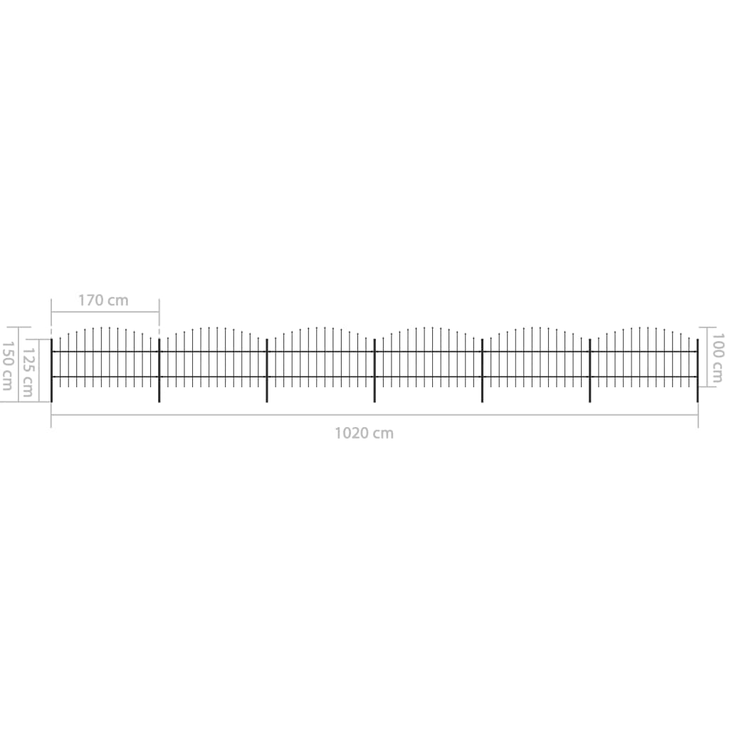 vidaXL Gard de grădină cu vârf tip suliță din oțel 1070x100 cm, negru