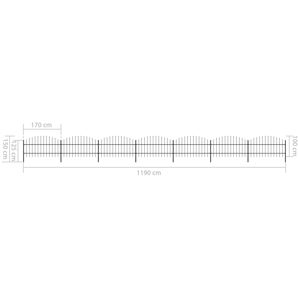 vidaXL Gard de grădină cu vârf tip suliță din oțel 1248x100 cm, negru vidaXL Gard de grădină cu vârf tip suliță din oțel 1248x100 cm, negru
