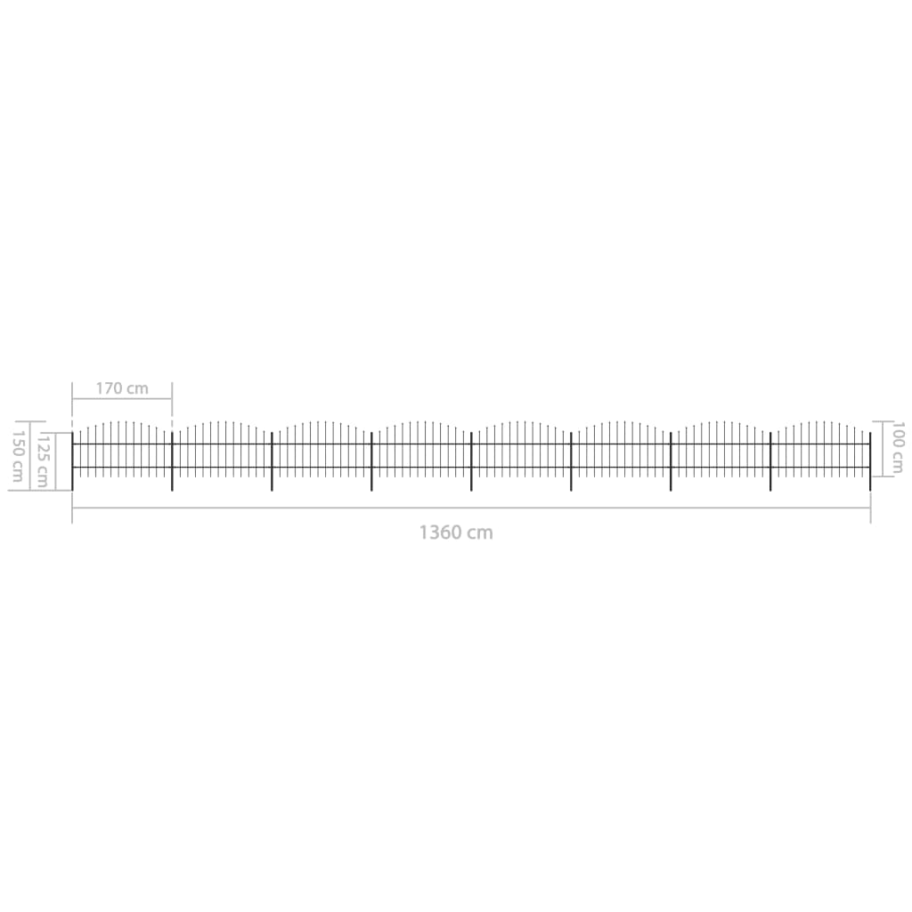 vidaXL Gard de grădină cu vârf tip suliță din oțel 1426x100 cm, negru vidaXL Gard de grădină cu vârf tip suliță din oțel 1426x100 cm, negru