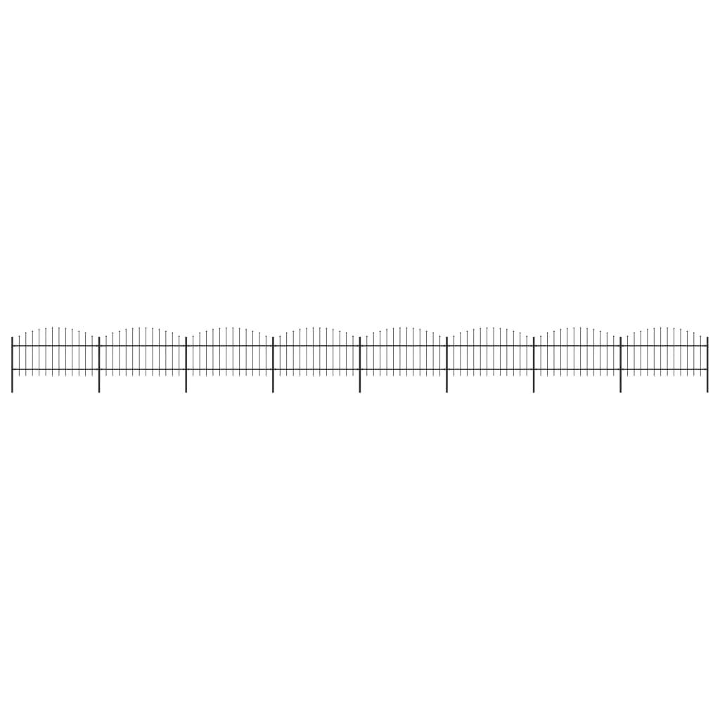 vidaXL Gard de grădină cu vârf suliță, negru, 13,6 m, oțel
