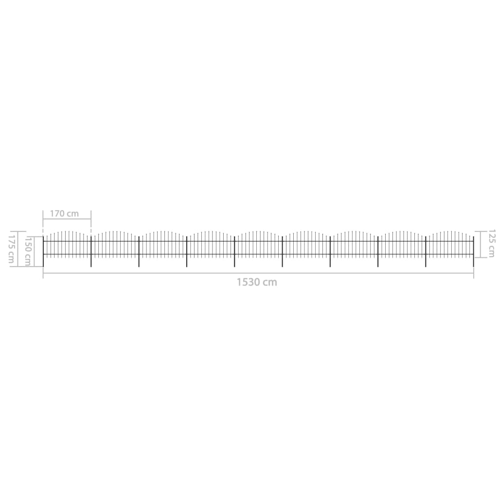 vidaXL Gard de grădină cu vârf tip suliță din oțel 1603,5x125 cm, negru vidaXL Gard de grădină cu vârf tip suliță din oțel 1603,5x125 cm, negru