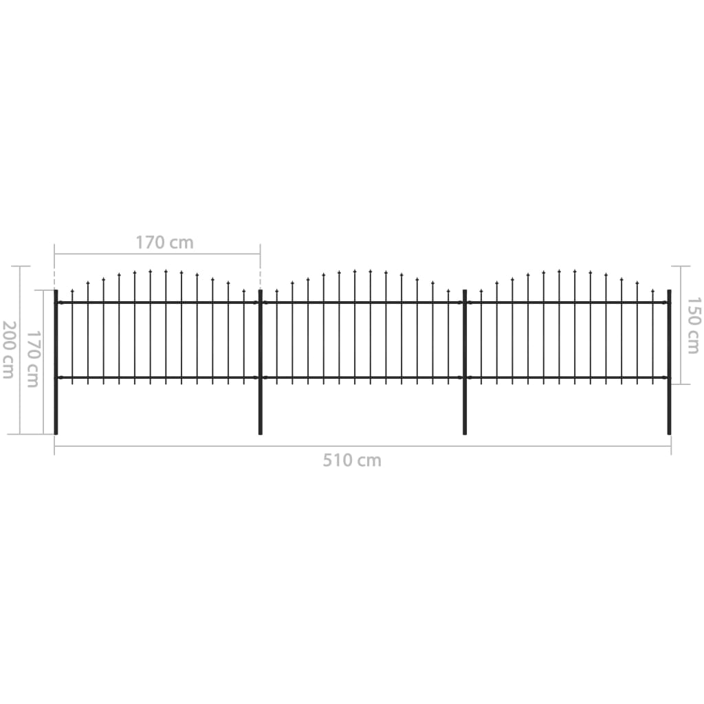 vidaXL Gard de grădină cu vârf tip suliță, oțel, 537x150 cm, negru vidaXL Gard de grădină cu vârf tip suliță, oțel, 537x150 cm, negru
