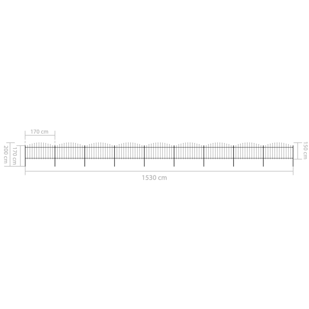 vidaXL Gard de grădină cu vârf tip suliță din oțel 1603,5x150 cm, negru