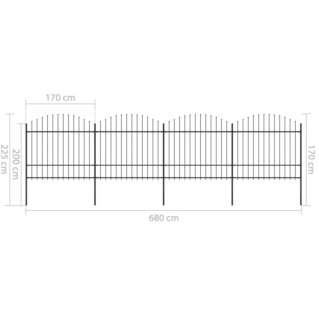 vidaXL Gard de grădină cu vârf tip suliță din oțel 714,5x175 cm, negru
