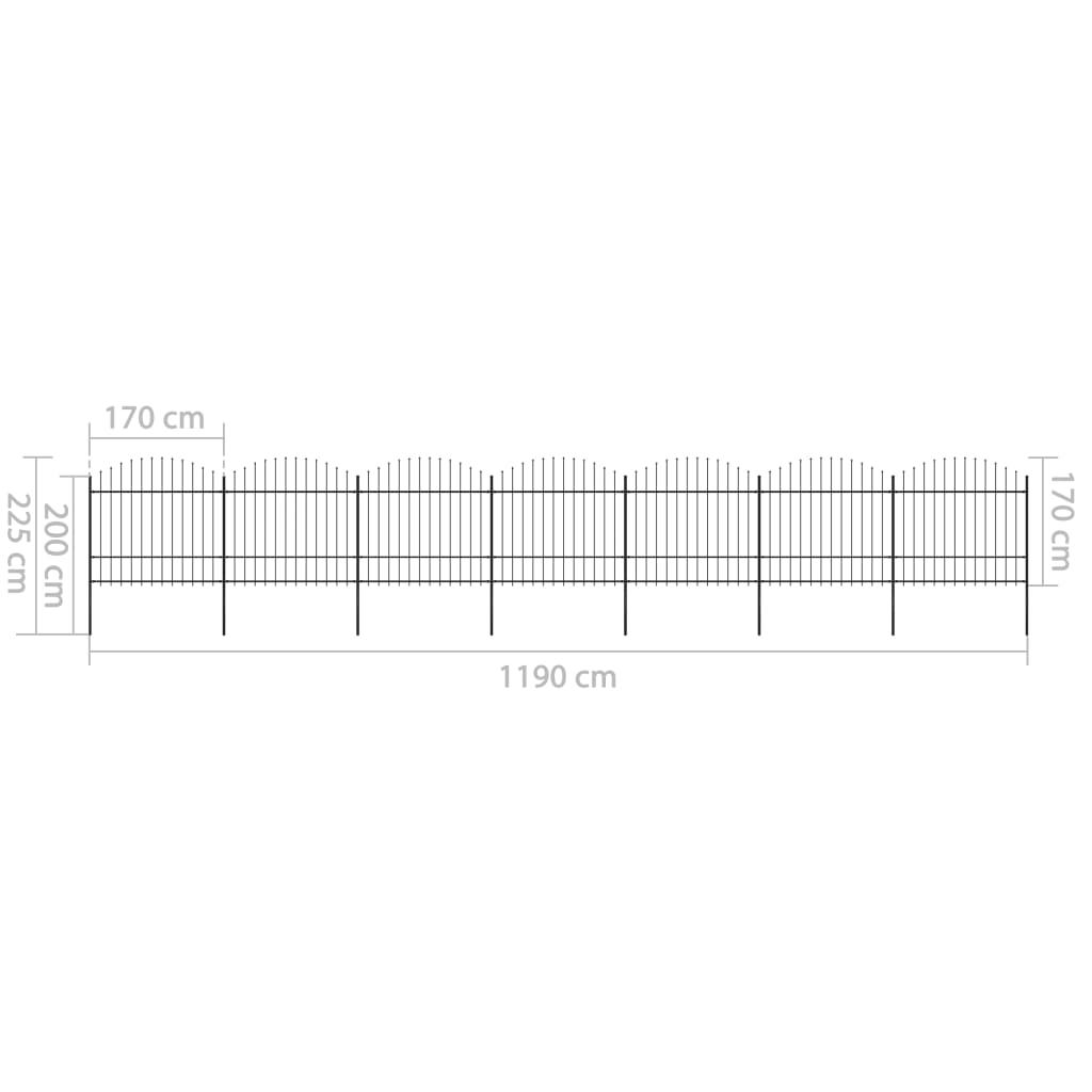 vidaXL Gard de grădină cu vârf tip suliță din oțel 1248x175 cm, negru vidaXL Gard de grădină cu vârf tip suliță din oțel 1248x175 cm, negru