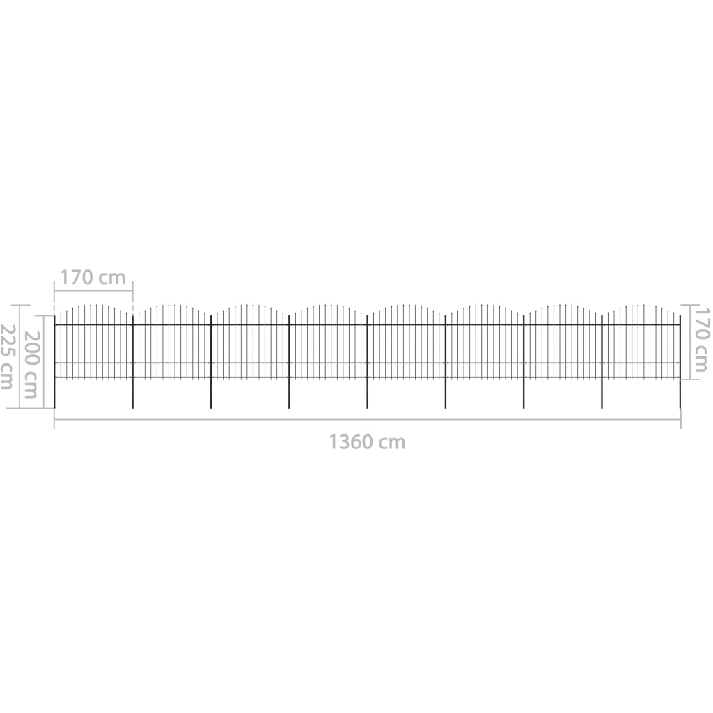 vidaXL Gard de grădină cu vârf tip suliță din oțel 1426x175 cm, negru vidaXL Gard de grădină cu vârf tip suliță din oțel 1426x175 cm, negru