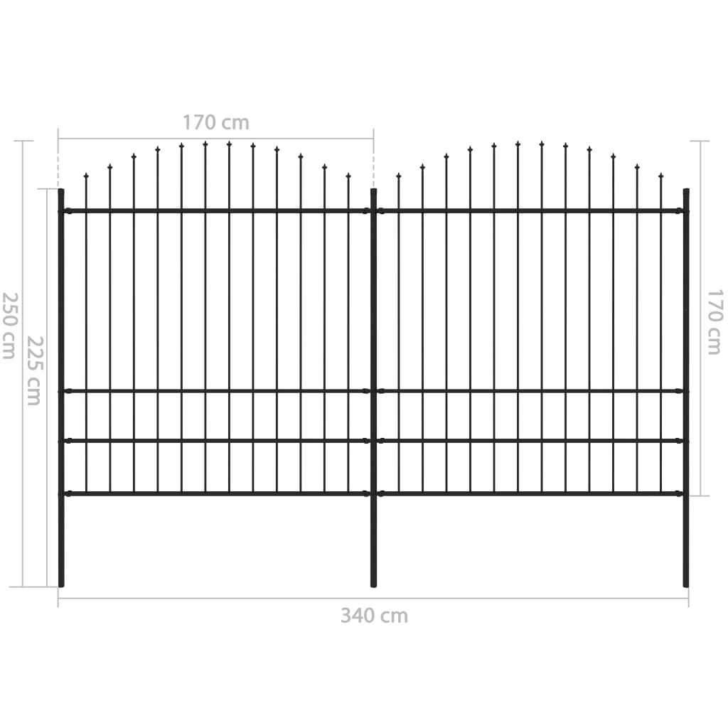 vidaXL Gard de grădină cu vârf tip suliță din oțel, 359x200 cm, negru vidaXL Gard de grădină cu vârf tip suliță din oțel, 359x200 cm, negru