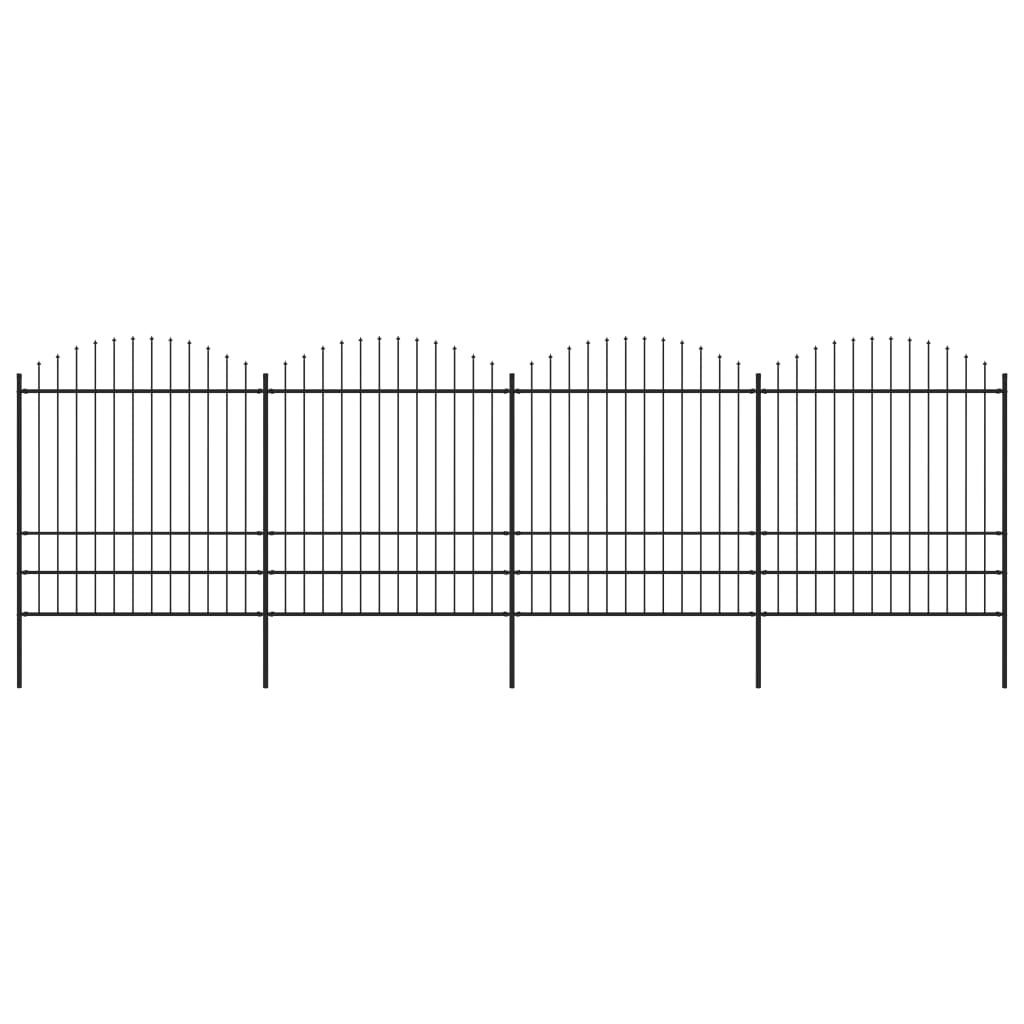 vidaXL Gard de grădină cu vârf tip suliță din oțel 714,5x200 cm, negru