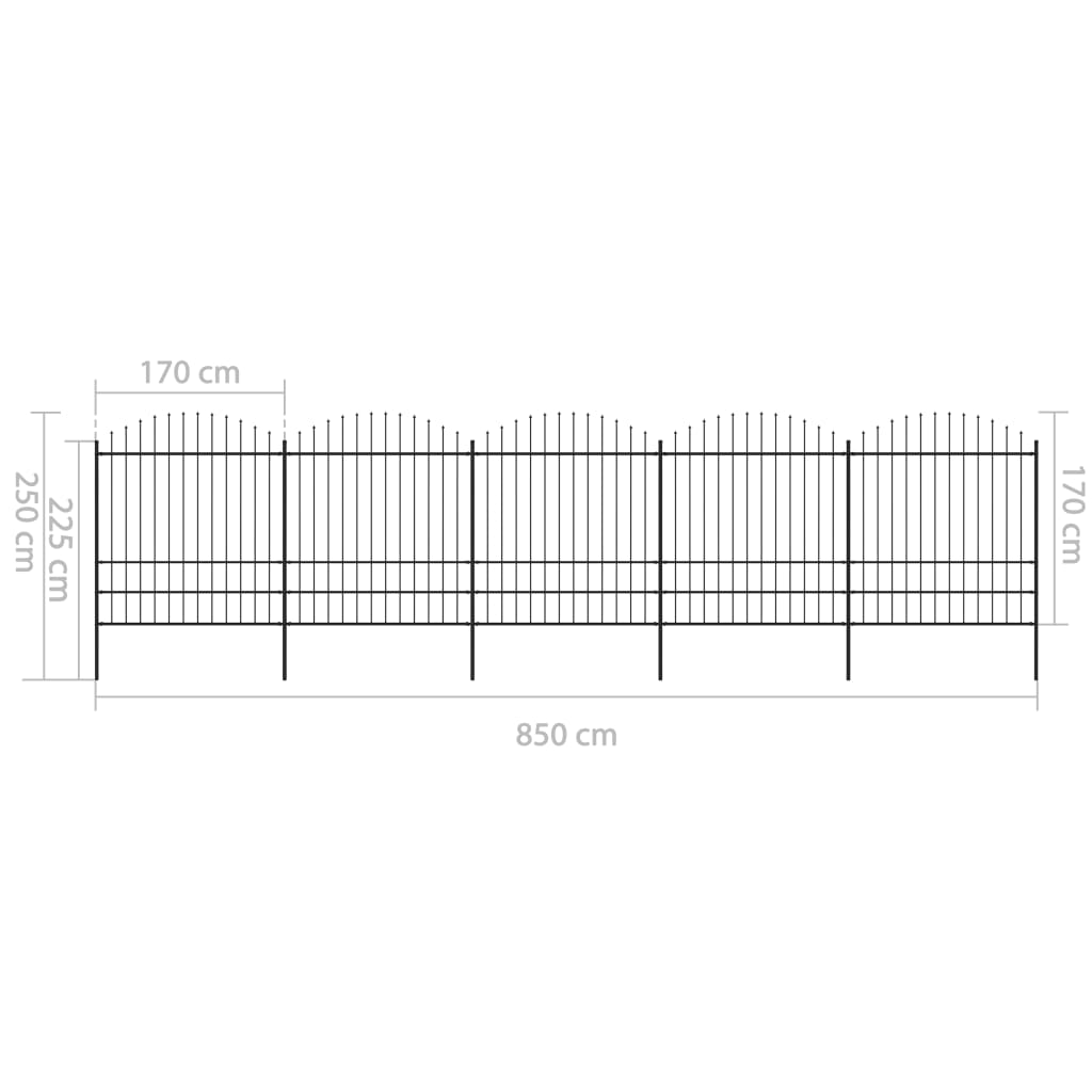vidaXL Gard de grădină cu vârf tip suliță din oțel 892,5x200 cm, negru vidaXL Gard de grădină cu vârf tip suliță din oțel 892,5x200 cm, negru