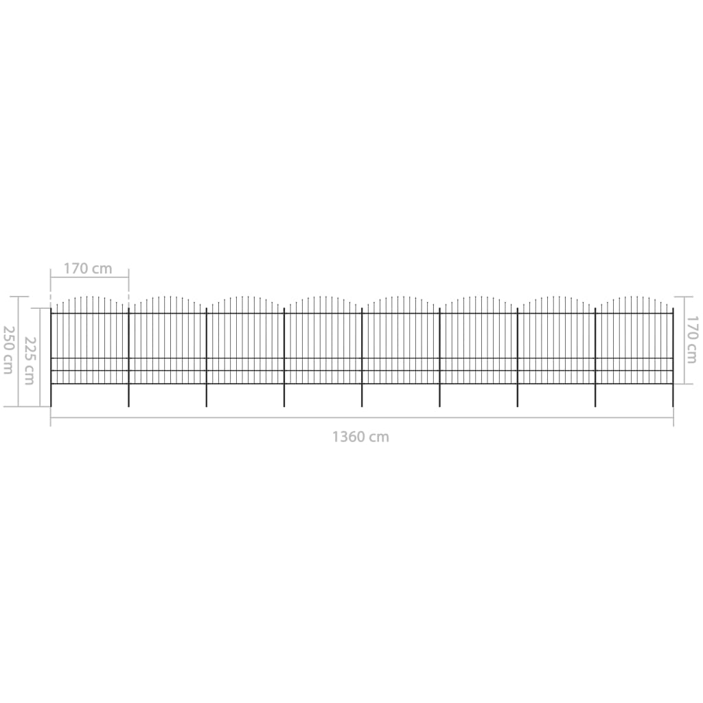 vidaXL Gard de grădină cu vârf tip suliță din oțel 1426x200 cm, negru