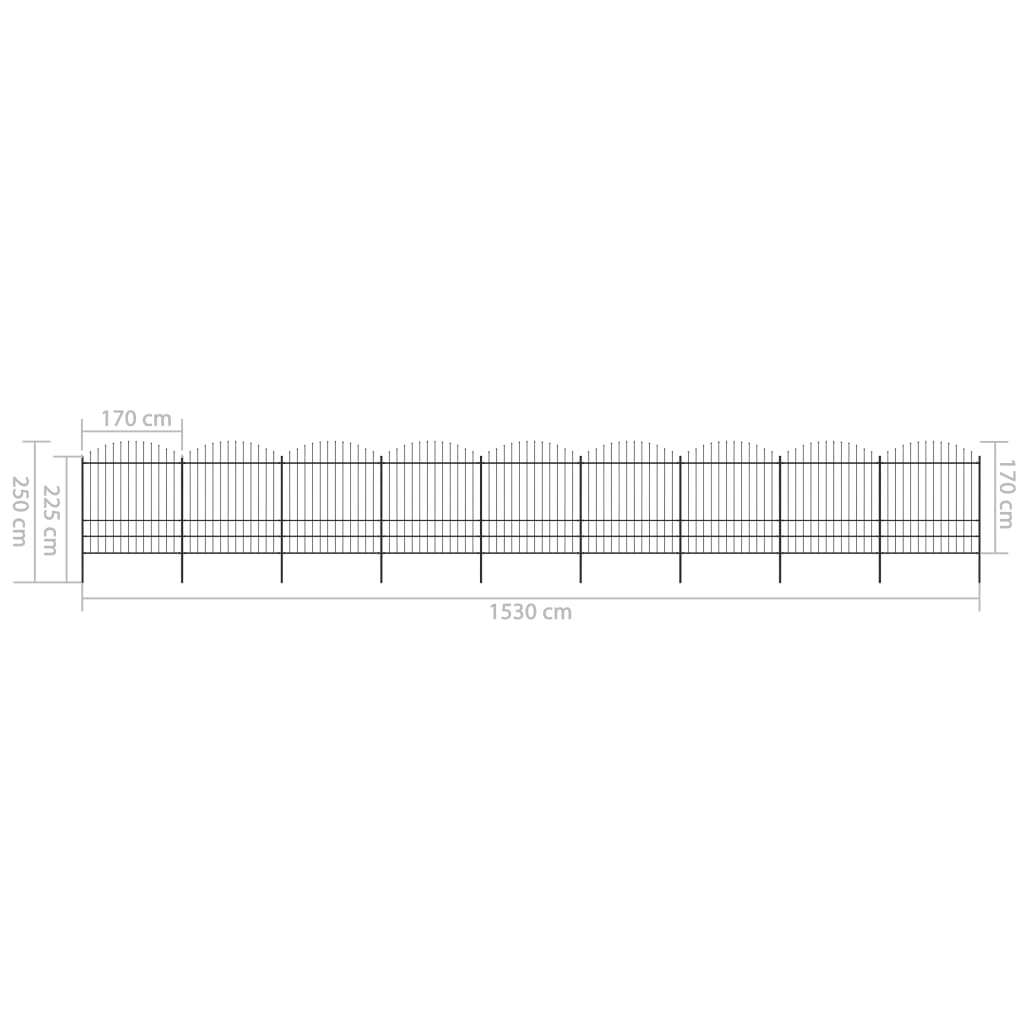 vidaXL Gard de grădină cu vârf tip suliță din oțel 1603,5x200 cm, negru