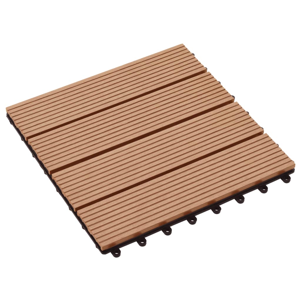 vidaXL Plăci de pardoseală, 22 buc., culoare tec, 30x30 cm, WPC, 2 mp vidaXL Plăci de pardoseală, 22 buc., culoare tec, 30x30 cm, WPC, 2 mp