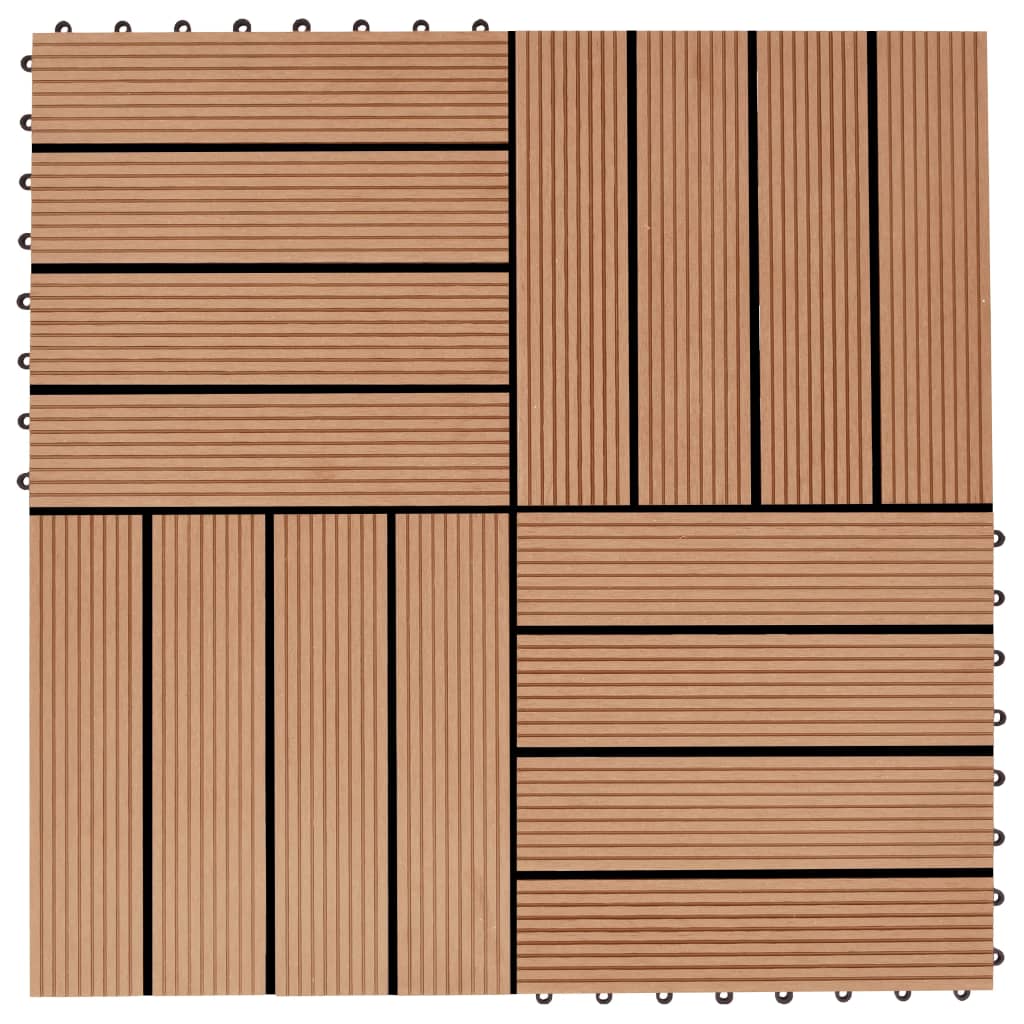 vidaXL Plăci de pardoseală, 22 buc., culoare tec, 30x30 cm, WPC, 2 mp vidaXL Plăci de pardoseală, 22 buc., culoare tec, 30x30 cm, WPC, 2 mp