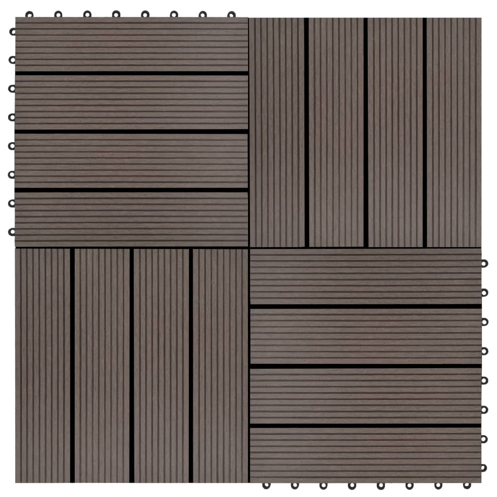 vidaXL Plăci de pardoseală, 22 buc., maro închis, 30x30 cm, WPC, 2 mp vidaXL Plăci de pardoseală, 22 buc., maro închis, 30x30 cm, WPC, 2 mp