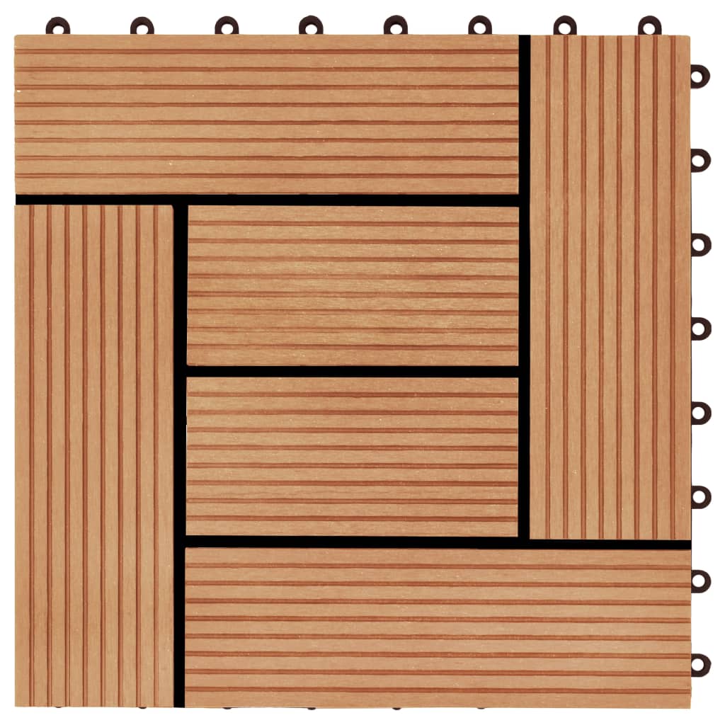 vidaXL Plăci de pardoseală, 22 buc., culoare tec, 30x30 cm, WPC, 2 mp