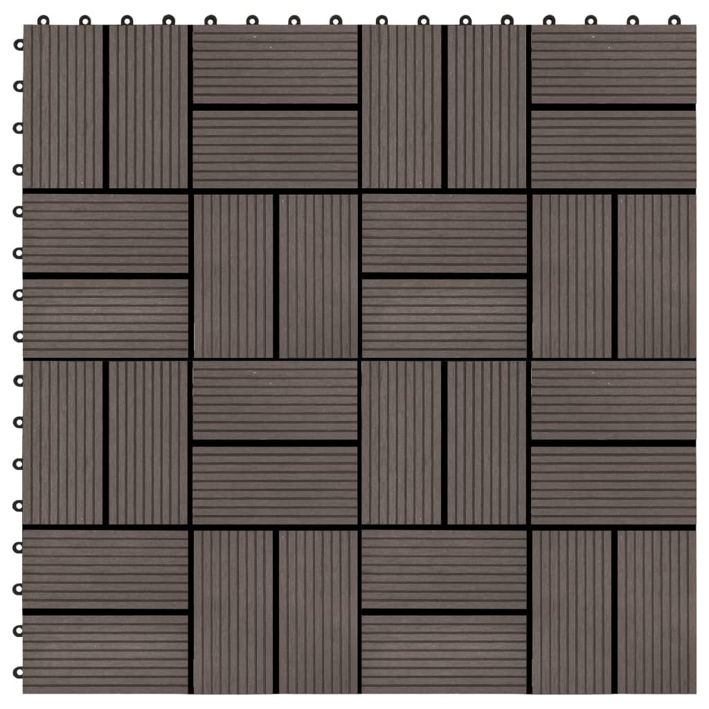 vidaXL Plăci de pardoseală, 22 buc., maro închis, 30x30 cm, WPC, 2 mp vidaXL Plăci de pardoseală, 22 buc., maro închis, 30x30 cm, WPC, 2 mp