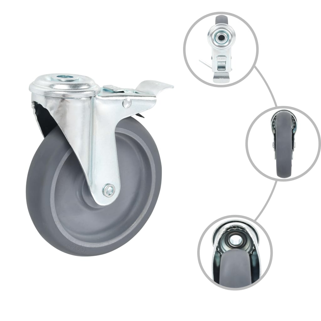vidaXL Roți pivotante cu gaură pentru șurub, 12 buc., 125 mm vidaXL Roți pivotante cu gaură pentru șurub, 12 buc., 125 mm