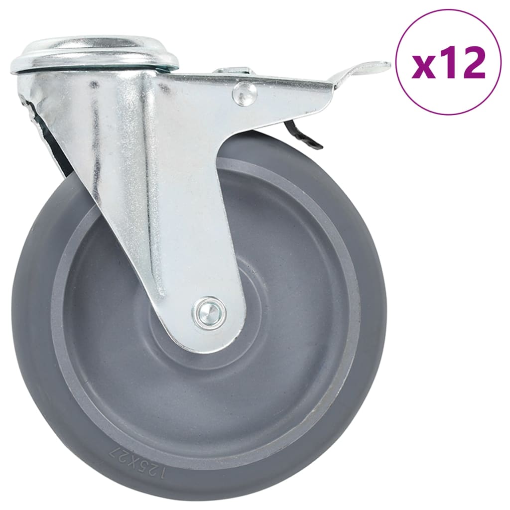 vidaXL Roți pivotante cu gaură pentru șurub, 12 buc., 125 mm vidaXL Roți pivotante cu gaură pentru șurub, 12 buc., 125 mm