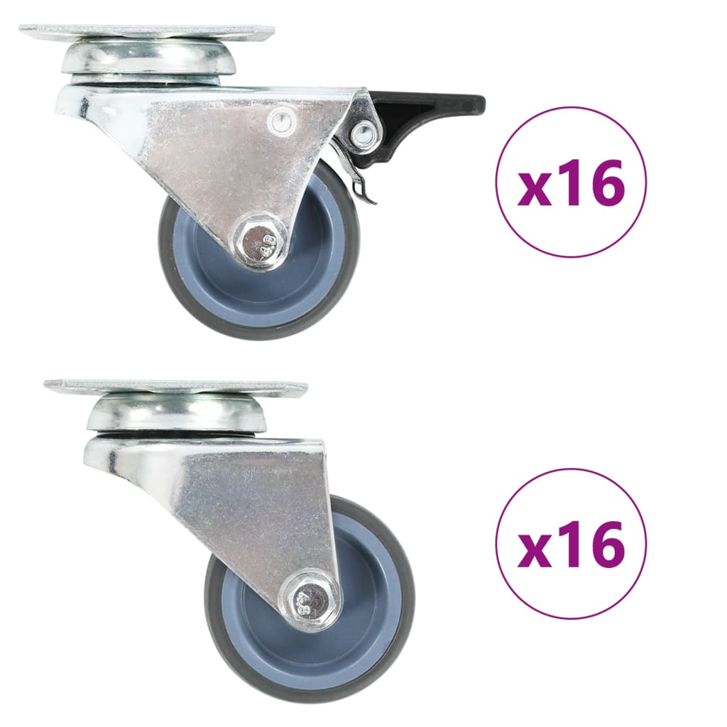 vidaXL Roți pivotante duble, 32 buc., 50 mm vidaXL Roți pivotante duble, 32 buc., 50 mm