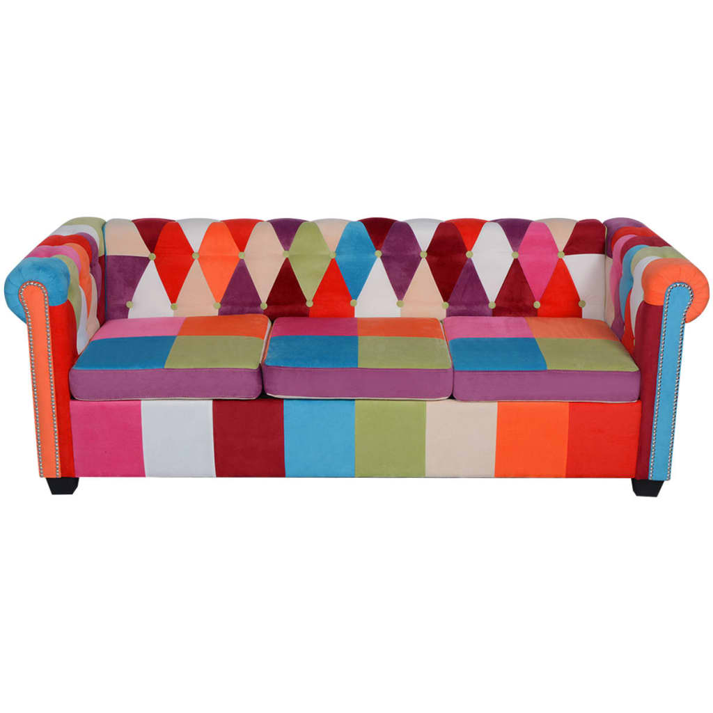 vidaXL Set canapea Chesterfield, 2 piese, material textil