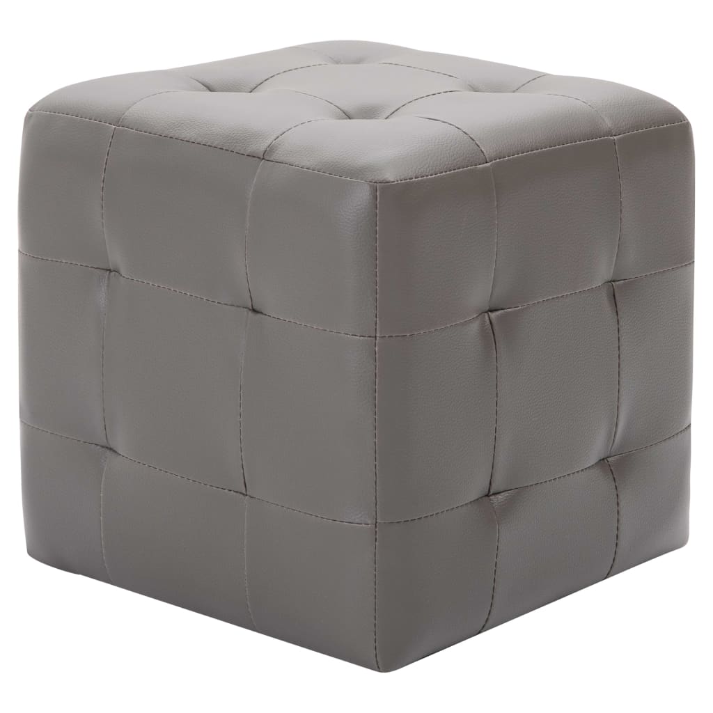 vidaXL Taburet, 2 buc., gri, 30 x 30 x 30 cm, piele ecologică vidaXL Taburet, 2 buc., gri, 30 x 30 x 30 cm, piele ecologică