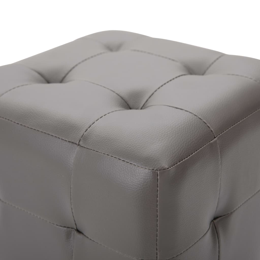 vidaXL Taburet, 2 buc., gri, 30 x 30 x 30 cm, piele ecologică vidaXL Taburet, 2 buc., gri, 30 x 30 x 30 cm, piele ecologică