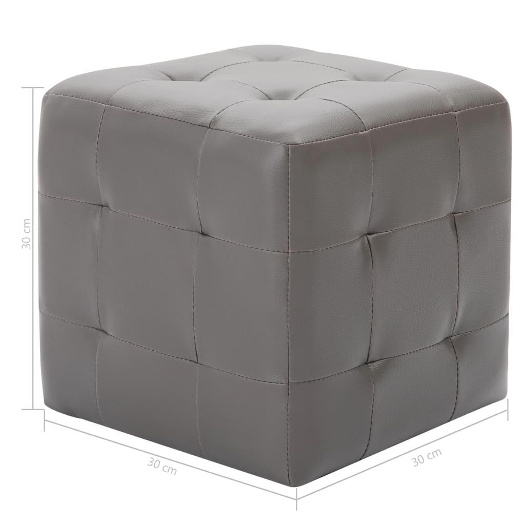 vidaXL Taburet, 2 buc., gri, 30 x 30 x 30 cm, piele ecologică vidaXL Taburet, 2 buc., gri, 30 x 30 x 30 cm, piele ecologică