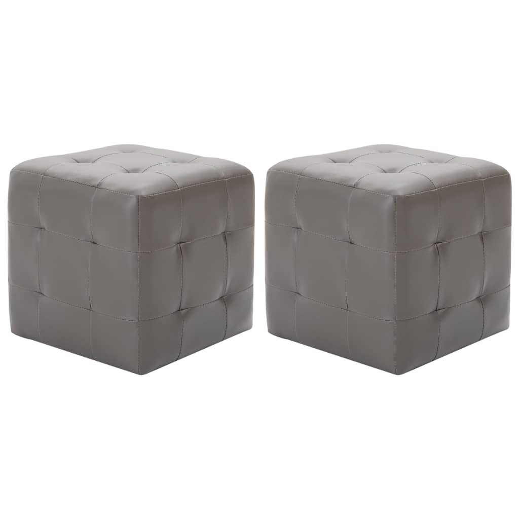 vidaXL Taburet, 2 buc., gri, 30 x 30 x 30 cm, piele ecologică vidaXL Taburet, 2 buc., gri, 30 x 30 x 30 cm, piele ecologică