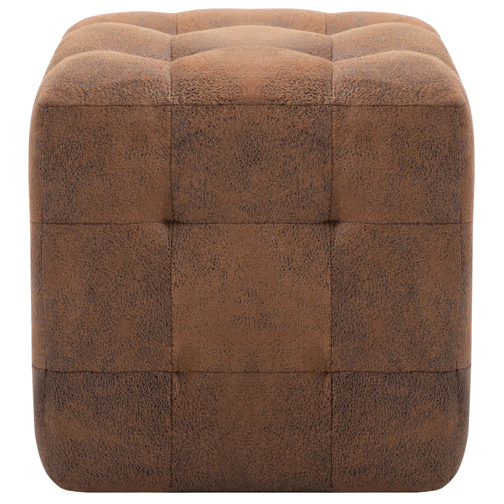vidaXL Taburet, 2 buc., maro, 30x30x30 cm, piele întoarsă ecologică vidaXL Taburet, 2 buc., maro, 30x30x30 cm, piele întoarsă ecologică