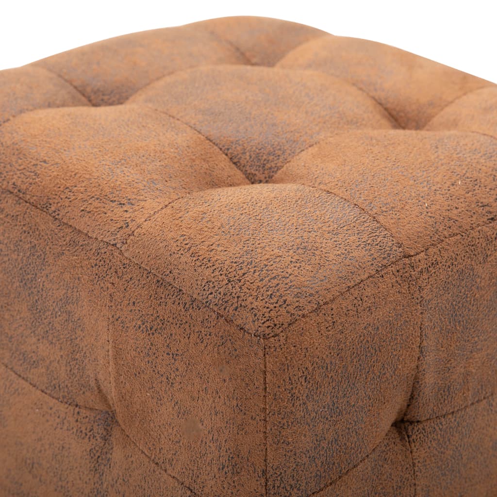 vidaXL Taburet, 2 buc., maro, 30x30x30 cm, piele întoarsă ecologică vidaXL Taburet, 2 buc., maro, 30x30x30 cm, piele întoarsă ecologică