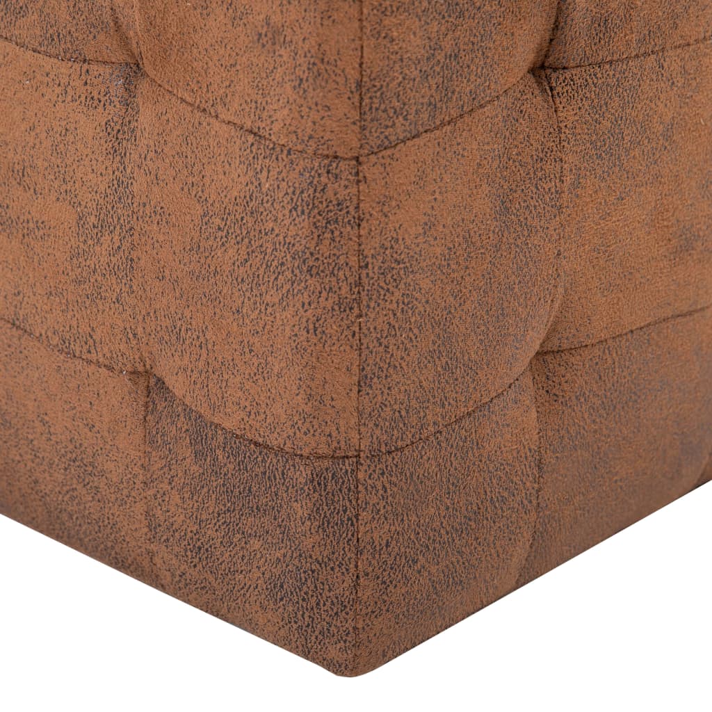 vidaXL Taburet, 2 buc., maro, 30x30x30 cm, piele întoarsă ecologică vidaXL Taburet, 2 buc., maro, 30x30x30 cm, piele întoarsă ecologică