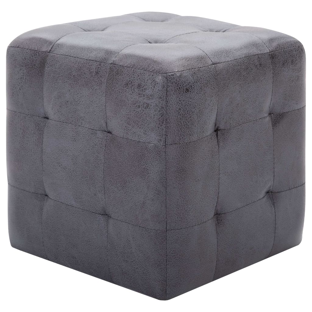 vidaXL Taburet, 2 buc., gri, 30x30x30 cm, piele întoarsă ecologică vidaXL Taburet, 2 buc., gri, 30x30x30 cm, piele întoarsă ecologică
